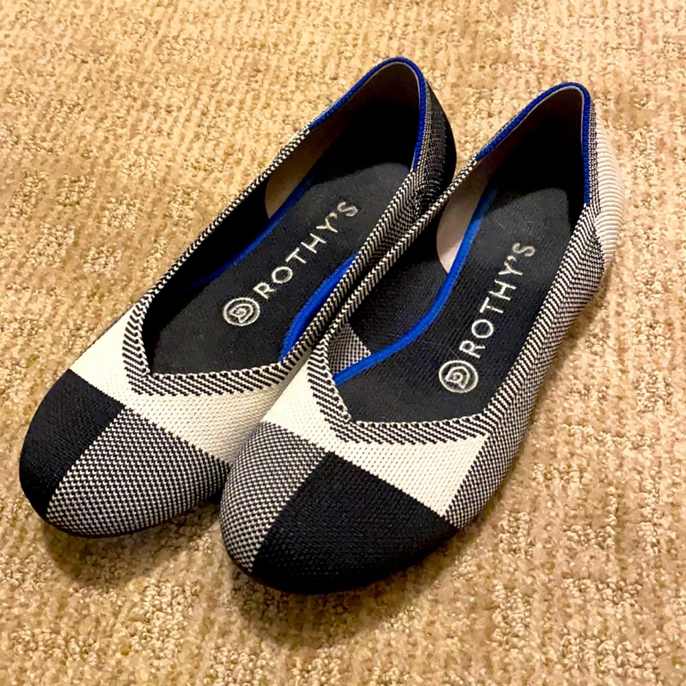 Rothy’s Black and White Cap Toe Flats